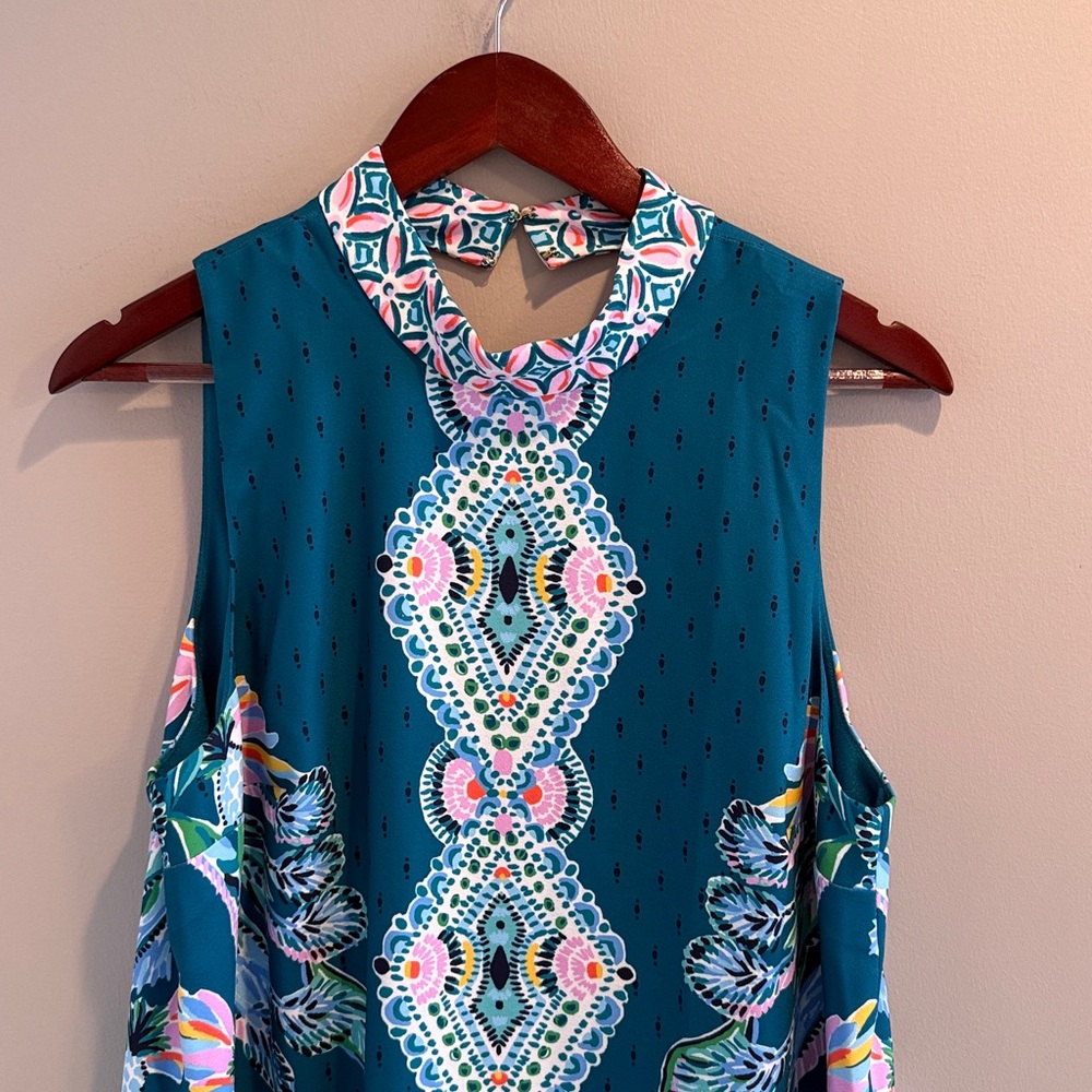 Lilly Pulitzer Teal Floral Mini Dress size 12 NWT women’s - Picture 2 of 5